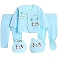 Fancy Walas Presents New Born Baby Summer Wear Baby Clothes 5Pcs Sets 100% Cotton Baby Boys Girls Unisex Baby Cotton/Summer Suit Infant Clothes First Gift for New Born Baby