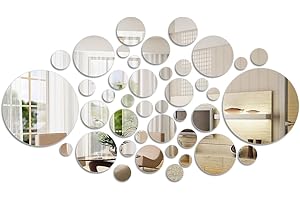 ANNTIM 36 Piezas Espejos Redondos Pared, Espejos Pequeños Decorativos, Acrílico Redondo Espejo DIY Pegatinas de Pared, Espejo Pared Adhesivo para DIY Decoración Moderna Pared Sala Cocina