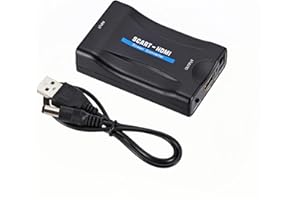 SZJUNXIAO SCART a HDMI Convertidor Convierte La Entrada Euroconector Analógica En Salida HDMI 720/1080p De Audio Vídeo Scart to HDMI Adaptor Converter para HDTV,DVD BLU-Ray,VCR,proyector,VHS,ps1,Xbox