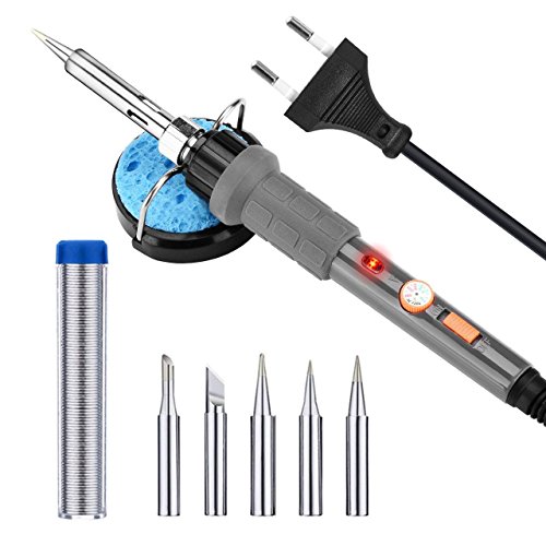 VICTSING - Fer à Souder VicTsing Kit de Soudure 60W 220V à Température Réglable avec 5 têtes à Soudure, Support, et Fil de Soudure pour Divers Réparation