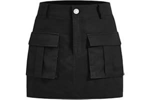 GORGLITTER Women's High Waist Bodycon Cargo Mini Skirt Casual Summer Short Straight Skirts with Pockets