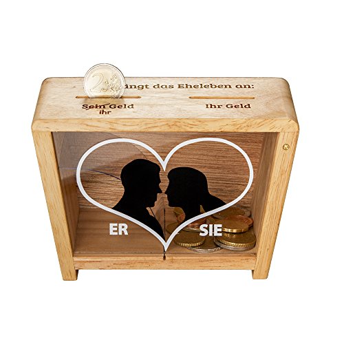 Lustige Spardose zur Hochzeit – Spruch-Spardose für Eheleute als Geldgeschenk – mit Herz Aufdruck – Hochzeitsgeschenk - 3