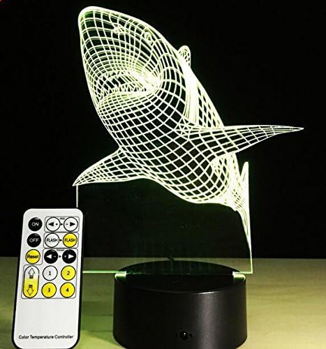 LUCKY GODDESS Shark Light Remote Control Touch LED Gradient 3D Lamps Acrylic Lamp Colorful Lamp Night Light Christmas