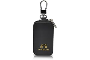 AfitLulu Unisex Leather Key Bag, Premium Metal Zipper Car Key Holder Wallet with Buckle, Cute Personalised Keychain Holder for Men Women Cat Lovers Friends