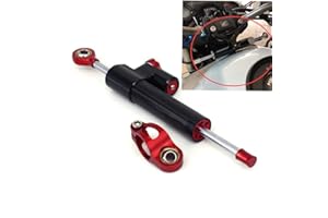 USTPO Universal verstellbarer Lenkungsdämpfer für Motorrad, CNC, Aluminium, passend für die meisten Roller, Motorräder, schwarzer Körper, roter Kopf