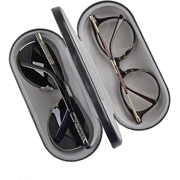 Étui à Lunettes Double Usage Homme - Coque Rigide Bleue - Pour 2 Paires De Lunettes (de Vue Ou Soleil) - Dimensions 16x6x5,5 Cm