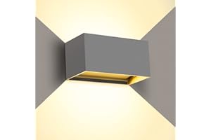 Kingwen Apliques Pared Interior 3000K 20W Lampara Exterior LED Rectangular Luz Exterior Pared Gris Aplique Interior Ángulo de haz Regulable Lampara Exterior IP65