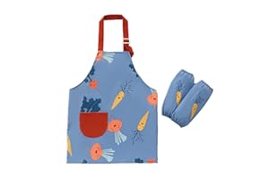 Daysskk Tablier Peinture Enfant 2-11 ans Tablier Enfant sans Manche avec Manchettes Blouse de Peinture Enfant Imperméable Imprimé Animal