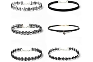 Febbya Gargantilla de gargantilla de cadena de tatuaje, gargantilla para adolescentes, niñas, mujeres, velvet negro