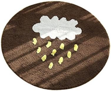 Cartoon Carpet Cotton Round Mat Home Cloud Rain Carpet Rugged Rug Modern Computer Desk Mat Study Bedroom Floor Protection Carpet (Color : Brown, Size : Diameter: 90cm)