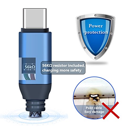 USB 3.0 auf USB C Kabel, Typ C Kabel kurz, Higoo 2 Pack Typ C Kabel 0.3M [1FT] kurz USB Typ C Rapid Sync + Schnelles Ladekabel für Android Samsung S8 + C7 C9 Pro Huawei Honor Blau - 3