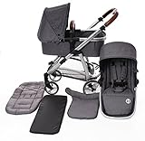 Sie erhalten mit dem BABYBLUME Kombi-Kinderwagen MUSCA ein Kinderwagen-Set, welches Sie viele Jahre begleiten wird. Das Set beinhaltet ein stabiles Grundgestell an dem sich der höhenverstellbare Schieber, die Räder und der große Einkaufskorb befestigt sind. Eine gemütliche Babywanne und einen schwenkbaren Sportaufsatz.