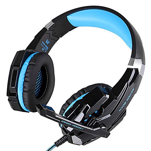 Kotion Each G9000 Over Ear Gaming Headphones with Mic and LED (Black/Blue) Compatible with PC, iPad, iPhone, T