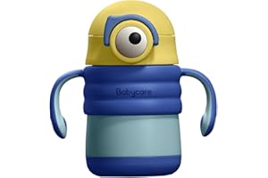 bc babycare Borraccia Termica Bambini 280ml, Biberon 6-12 mesi Tazza per l'apprendimento con cannuccia, Acciaio Inox 316L, 12 Ore di Temperatura, Senza BPA, a Prova di Perdite, Thermos