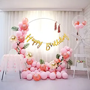 Happy Birthday Decorations For Girls Kit - 47Pcs Combo Items With Happy Birthday Banner, Confetti & Metallic Balloons, Balloon Arch, Balloon Glue Dots For Bday Decoration For Girls