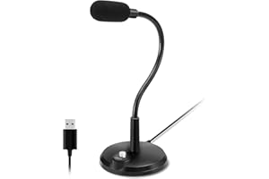 ELECTRIC GIANT Microphone PC USB, Microphone à Condensateur avec Bouton Mute, Micros PC de Bureau Compatible avec Ordinateur Mac/Windows 7/8/XP pour Youtube Skype Enregistrement Vocal Conférence