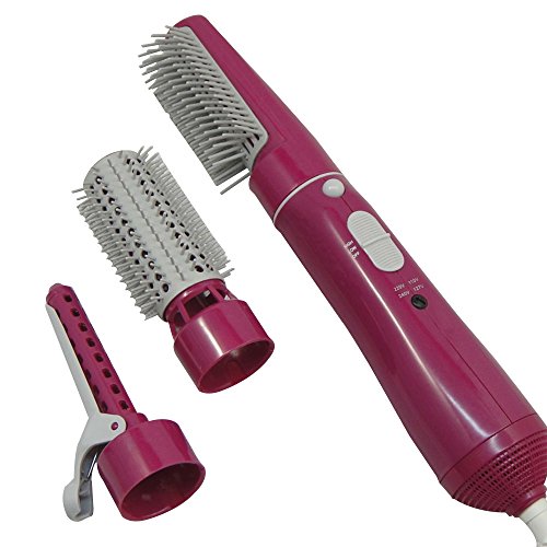 3in1 Multi Hot Air Styler Hair Brush Comb Dryer for Straighting Curling Hair - Rose Pink