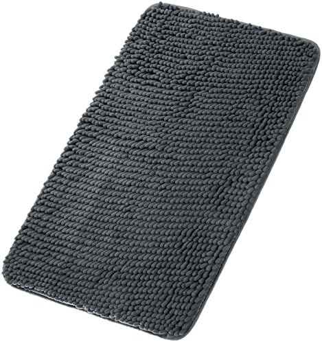 Fantastic Job Non-slip Chenille Shag Bathroom Mat,Bath Mat Bathroom Shower Rugs Carpet,16 x24-Inches (Dark Grey)