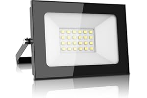 papasbox Foco LED Exterior 20W, 12V 1600LM Proyector Led, IP65 Impermeable Blanco Cálido 3000k, Super Brillante Led Luces Seguridad Luz de Iluminación para Jardín, Patio, Terraza