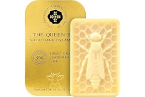 THE EDINBURGH NATURAL SKINCARE COMPANY LTD. Queen Bee Hand Cream Bar – 100% Natural Moisturiser for Very Dry Hands | With Beeswax, Cocoa Butter & Coconut Oil | Long-Lasting, Travel-Friendly, Cruelty-Free, Ideal for Gifting | 50g