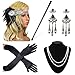 Produktbild Beelittle 1920er Jahre Zubehör Set für Frauen Flapper Stirnband Perlenkette Handschuhe Zigarettenspitze für große Gatsby Party (M2)