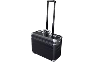 Alumaxx Pilotenkoffer Discovery, Trolley aus Aluminium, Rollkoffer schwarz, Businesstrolley, Aktenkoffer