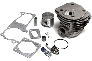 HURI TOP Zylinder & Kolben passend für HUSQVARNA 350 351 353 346 XP Zylinderkit 44mm Zylindersatz und Dichtung Zündkerze Dekoventil