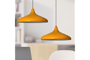 ‎BAMYUM bamyum Champion Pendelleuchte Esstisch 2 Flammig Metall Ø30 cm, Hängelampe Esstisch Vintage, Esstischlampe, Lampenschirm Hängelampe, Pendelleuchte Esstisch, Hängeleuchte Wohnzimmer Dunkelgelb