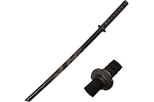 Skyward Blade Japanische Samurai-Schwerter aus Reinem Holz Katana, Trainingsschwert mit Kunststoff-Handschutz und schwarzer Gummikappe Geschnitzter Drache