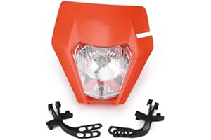 JFG RACING Careta Moto Faro Careta Moto Luz Delantera para EXC250 SXF250 EXC450 SX350 SXF450 EXC525 640LC4 ATV Scooter Dirt Bike Motocross Enduro Supermoto-Naranja