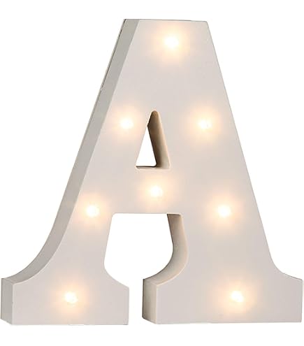 Lettre LED T en bois illuminée - Blanc - L 17 cm x l 13 cm x H 3 cm