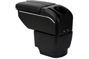 ZENVI Armrests Compatible with Mazda 2 Armrest 2007-2014 Center Console Organizer Box Double Door Style Usable for Elbow Support （Carbon Fiber Style）