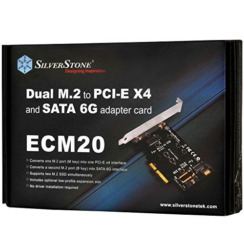 SilverStone SST-ECM20 – PCI-E Erweiterungskarte 1x PCI-E x4 zu M.2 (NGFF) und 1x SATA zu M.2 - 7