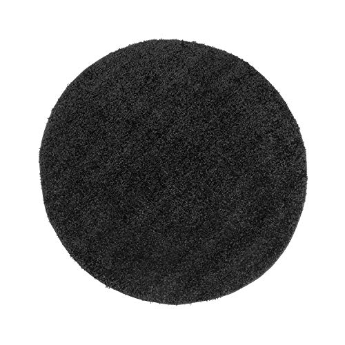 Shaggy-Teppich, Flauschiger Hochflor Wohn-Teppich, Einfarbig/Uni in Schwarz für Wohnzimmer, Schlafzimmmer, Kinderzimmer, Esszimmer, Größe: 160 x 160 cm Rund