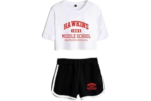 SIMYJOY Femme Crop Top Cool Retro Style Old School Street Fashion T-Shirts et Short Suit 1980s Clothes Set for Girls