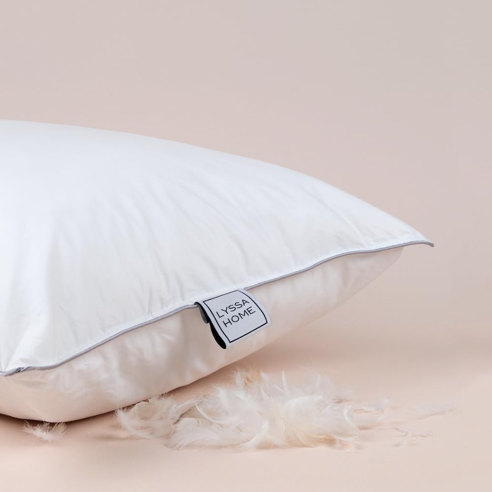 Lyssa Home Gold 90 Twin Kaz Tüyü Yastık – 3 Bölmeli Tasarım,%90 Gıdık Tüyü + Sırt Tüyü Dolgu, Orta-Yumuşak Destek – 50x70 cm