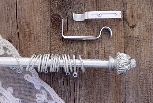 Gardinenstange Vorhangstange Gardinenstange variable Länge Landhaus Shabby Chic – Vintage – 160-300 – Weiß / Silber – Metall - 2