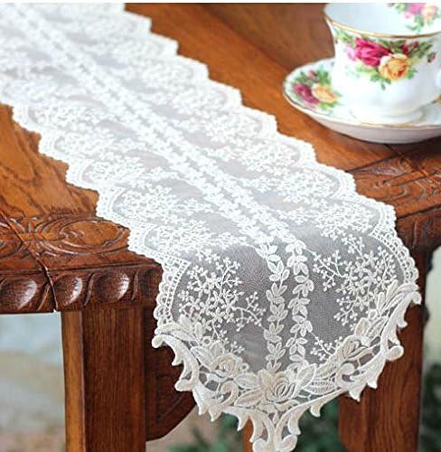 Cozymom Wedding Tablecloth Table Topper Lace Runner Embroidery 17x150cm-white