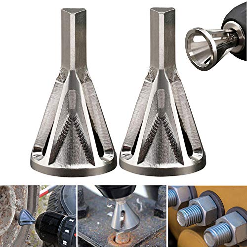 samLIKE Deburring External Chamfer Tool Metal Remove Burr,Stainless Steel Metal Remove Burr for Drill Bit, Fits Size 8-32 Bolts (1PC, Silver)