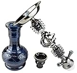 Shisha, Hookah, Orientalische Wasserpfeife mit 3 Schläuchen, inklusive Zange, Tonkopf Shisha Höhe- ca. 49cm Nargile Hookah mit Tonkopf und Zange. F008 - 