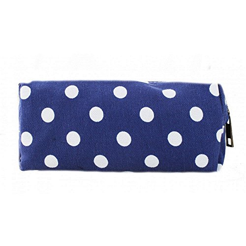 The Olive House® Womens Polka Dot Canvas Pencil Case Blue