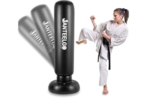 Boxsack Stehend Kinder ab 3-12 Jahre: JanTeelGO 150cm Kinderboxsack Trainer für Sofortiges Zurückspringen zum Üben von Karate Taekwondo MMA zum Entlasten Für Jugendliche Erwachsene