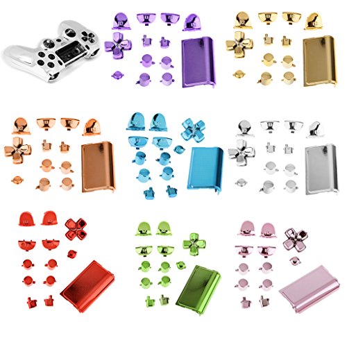Generic Metall überzogen Vollständige Gehäuse Schale Fall Schaltfläche Bausatz Ersatzteile für PS4 Controller - Grün, one size