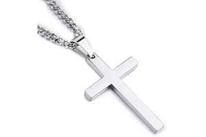ITESSY Cross Necklace for Men Women, 316L Stainless Steel Simple Cross Pendant Necklace Silver/Gold/Black Chain-55+5CM, Christmas Birthady Gifts
