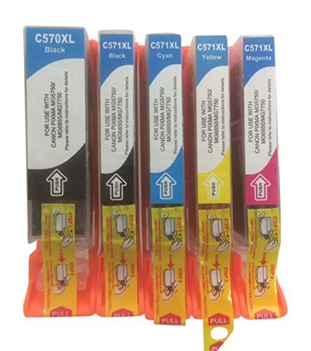5 XL Druckerpatronen für Canon 570XL / 571XL inkl Chip kompatibel - CANON PIXMA MG5750, MG5751, MG5752, MG5753, MG6850, MG6851, MG6852, MG6853, MG7750, MG7751, MG7752, MG7753
