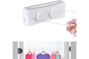 JINYOMFLY Stendibiancheria Retrattile, 2 x 5,1M Corda da Bucato Riavvolgibile Acciaio Inossidabile, Corda Stendibiancheria Estensibile, Corda per Biancheria Retrattile, per Interni/Esterni