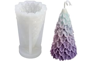 YEJAHY Moules à bougies de Noël, moule en silicone 3D en forme de sapin de Noël pour la fabrication de bougies, les loisirs créatifs, les bougies parfumées (pin à feuilles)