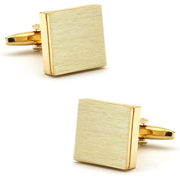 Gemelli Uomo Quadrati 16x16mm - Placcati Oro, Chiusura A Scatto, Per Smoking E Occasioni Speciali
