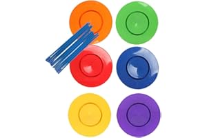 PUNELE Spinning Plates, 6Pcs Plastic Juggling Plates Set with 12Pcs Sticks, Juggling Toy for Kids and Adults, Circus Acrobatic Performance Props Colorful Party Playset for Entertainment