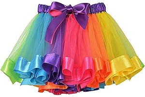 Flovel Damen Tutu Rock Geschichtet Regenbogen Tüll Tutu Rock Puffy Ballett Tanz Röcke Weihnachten Party Leistung Festival Kostüm für Frauen und Mädchen